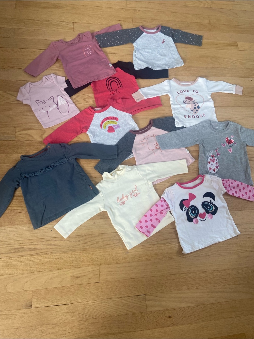 Lot 11 Tops Tee Shirts Newborn to 6 9 12 Months Baby Toddler Girl Carter’s Etc.